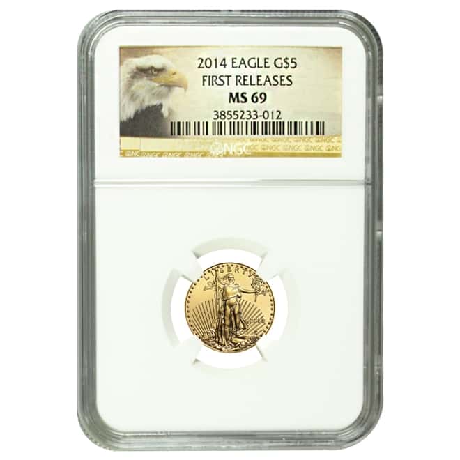 2014 1/10 oz $5 Gold American Eagle NGC MS 69 First Releases