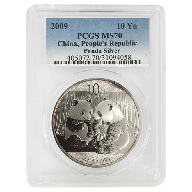 2009 1 oz Chinese Silver Panda 10 Yuan PCGS MS 70