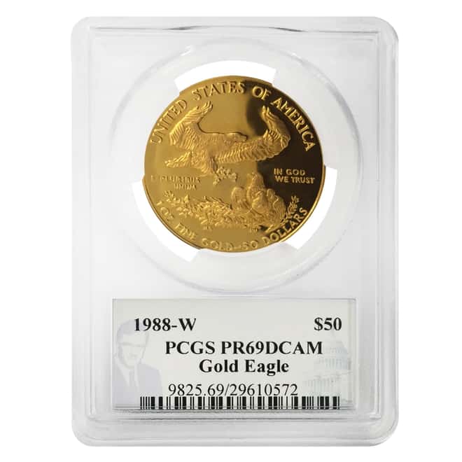 1988 W 1 oz $50 Proof Gold American Eagle PCGS PF 69 DCAM - Philip Diehl Sig