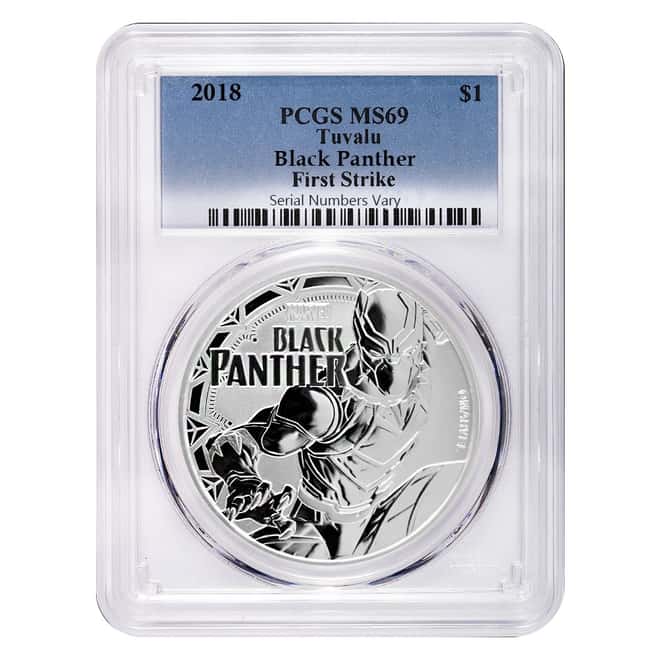 2018 1 oz Tuvalu Black Panther Marvel Series Silver PCGS MS 69 FS