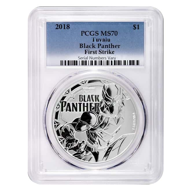 2018 1 oz Tuvalu Black Panther Marvel Series Silver PCGS MS 70 FS
