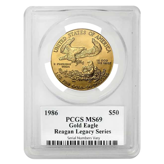 1986 1 oz $50 Gold American Eagle PCGS MS 69 - Reagan Legacy Series