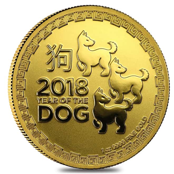 2018 1 oz Niue Gold $250 Year of the Dog BU