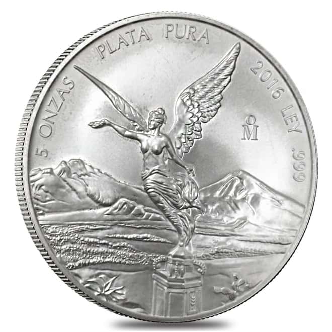 2016 5 oz Mexican Silver Libertad Coin .999 Fine BU