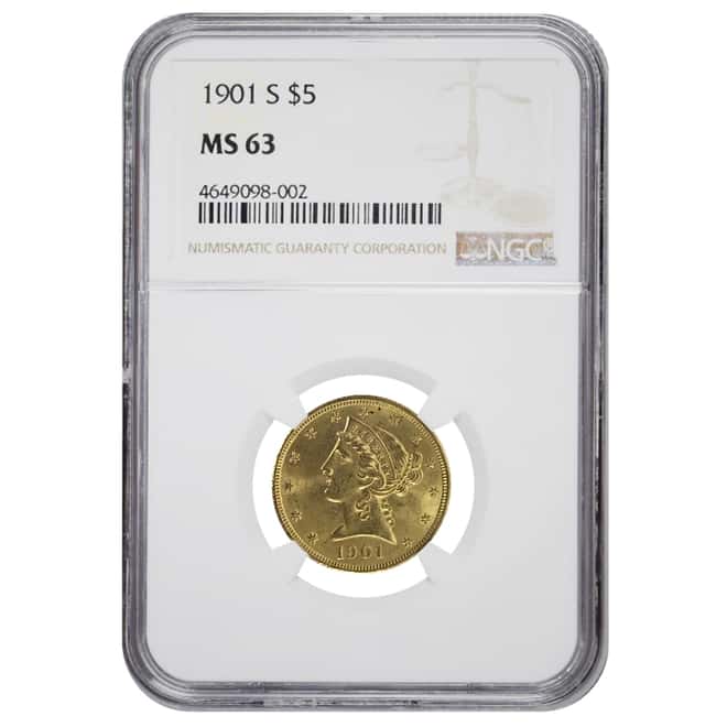 1901 S $5 Liberty Head Gold Half Eagle Coin NGC MS 63