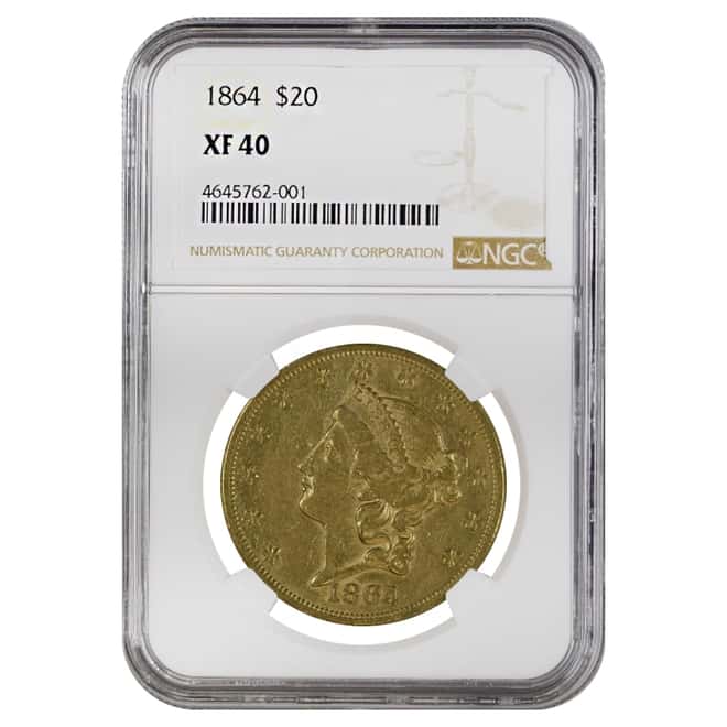 1864 $20 Liberty Head Double Eagle Gold Coin NGC XF 40