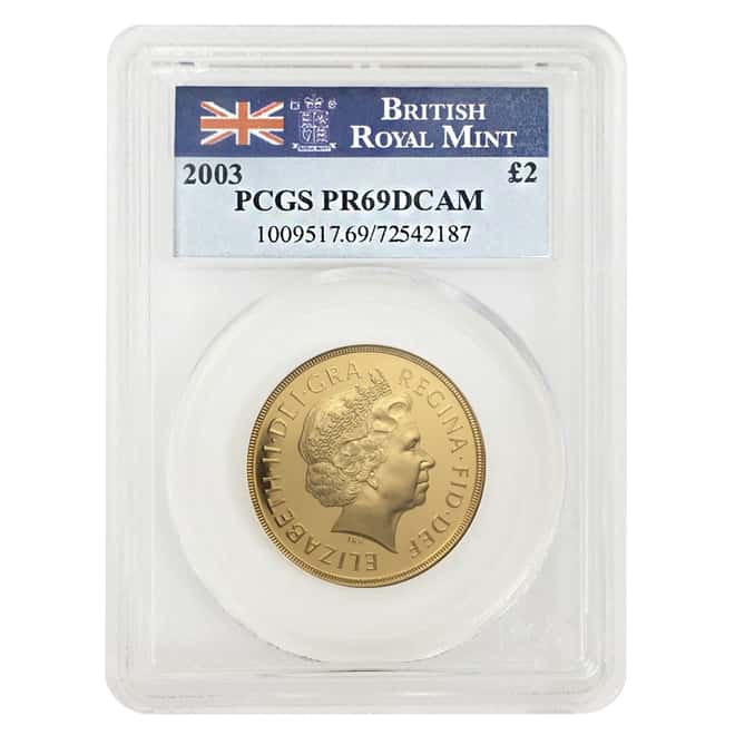 2003 Great Britain Proof Gold 2 Pound Sovereign PCGS PF 69 DCAM