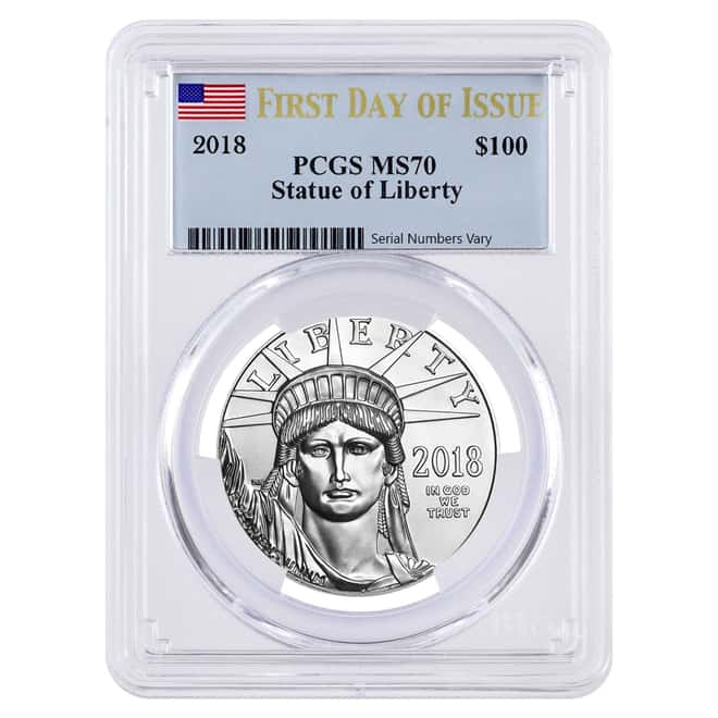 2018 1 oz Platinum American Eagle PCGS MS 70 First Day of Issue 
