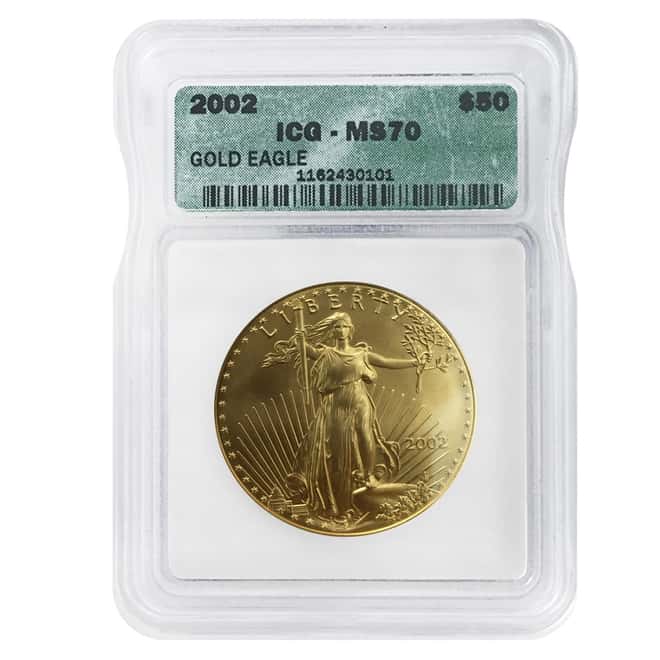 2002 1 oz $50 Gold American Eagle ICG MS 70