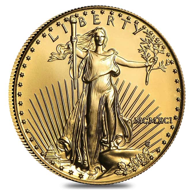 1991 1/4 oz Gold American Eagle BU (MCMXCI)