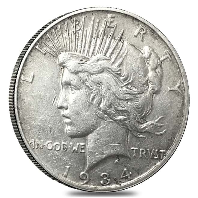 1934 S Silver Peace Dollar VG-XF
