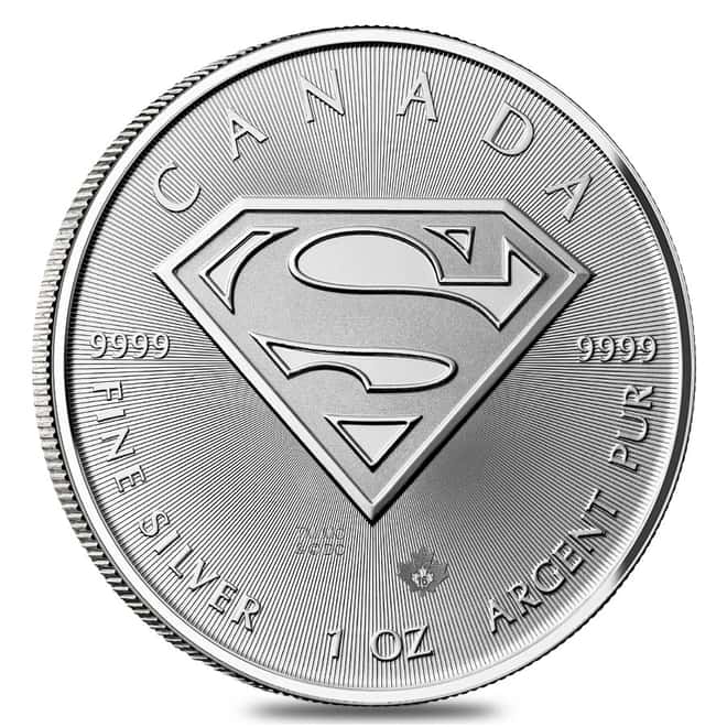 2016 1 oz Silver Canadian Superman: S-Shield .9999 Fine $5 Coin 