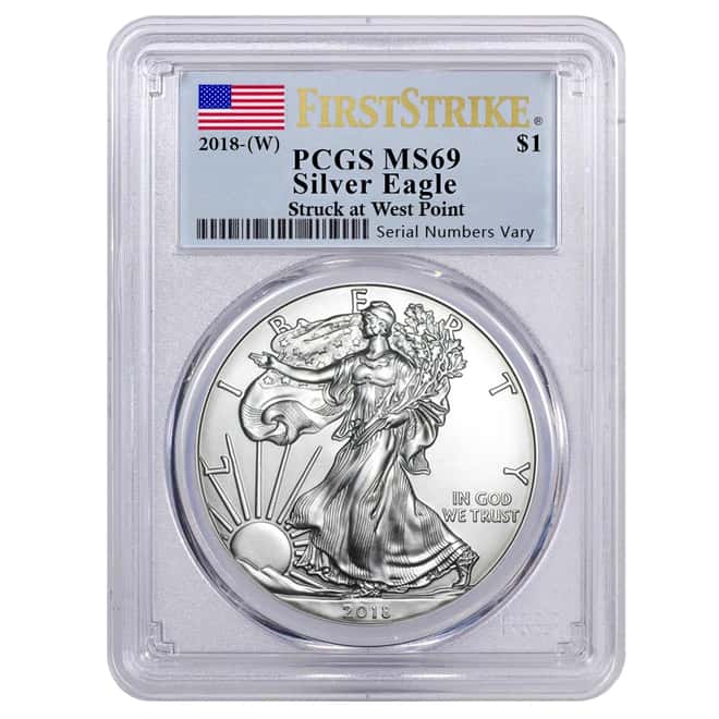 2018 (W) 1 oz Silver American Eagle $1 Coin PCGS MS 69 First Strike