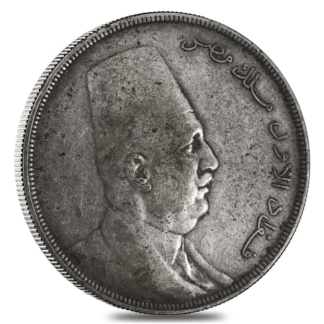 1923 Egypt 20 Piastres Fuad (Right) Silver Coin Circulated