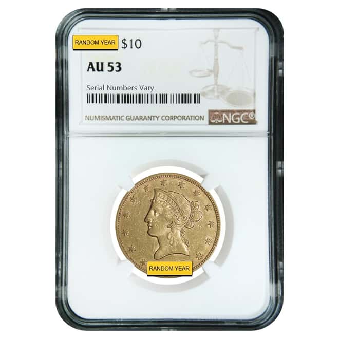 $10 Liberty Head Gold Eagle NGC AU 53 (Random Year)