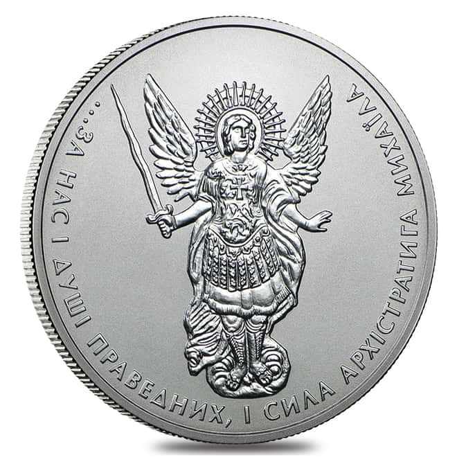 2018 1 oz Ukraine Archangel Michael .9999 Silver Coin In Cap