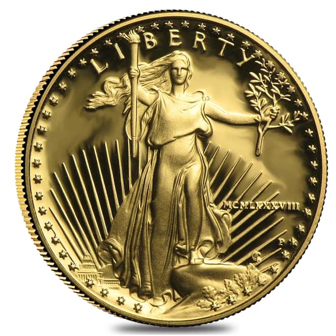 1988-P 1/4 oz $10 Proof Gold American Eagle (w/Box & COA)