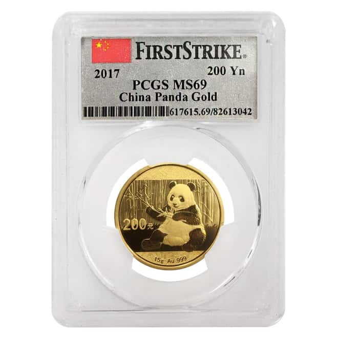 2017 15 Gram Chinese Gold Panda 200 Yuan PCGS MS 69 First Strike