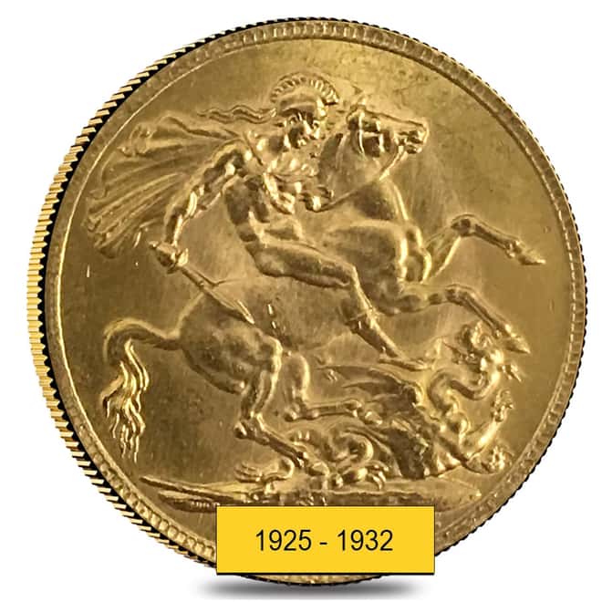 1925-1932-SA South Africa Gold Sovereign George V AU/BU