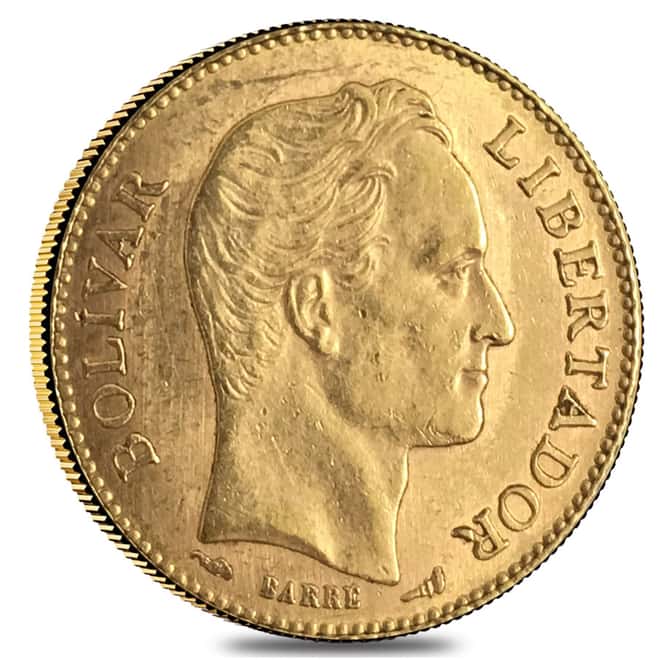 Venezuela 20 Bolivares Gold Coin AGW .1867 oz AU/BU (Random Year)