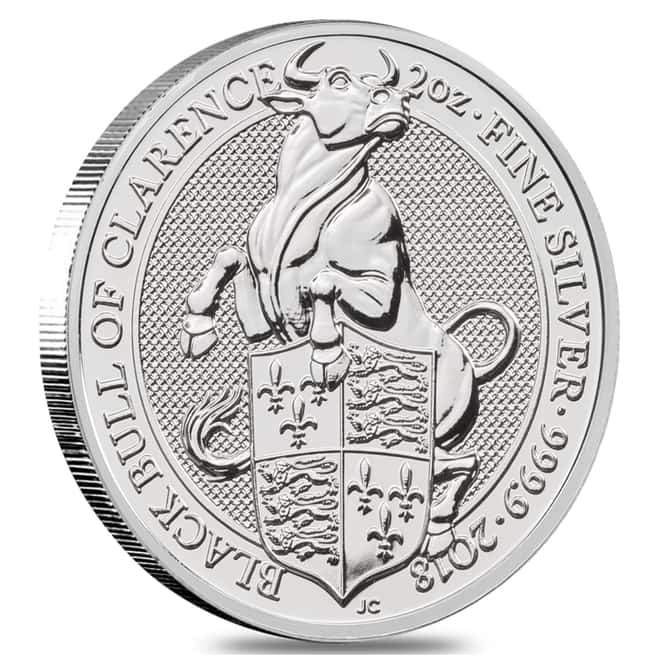 2018 Great Britain 2 oz Silver Queen's Beast (Black Bull) Coin .9999 Fine BU