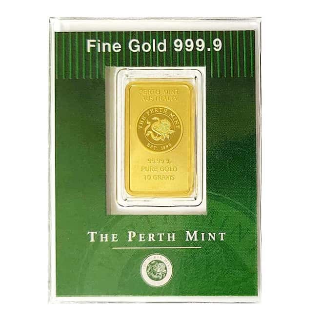 10 gram Perth Mint Gold Bar .9999 Fine (Vintage Green Assay)