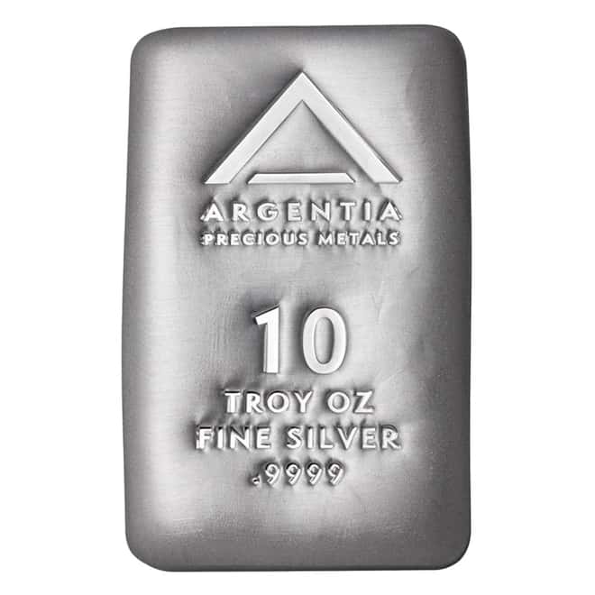 10 oz Argentia Cast Silver Bar .9999 Fine
