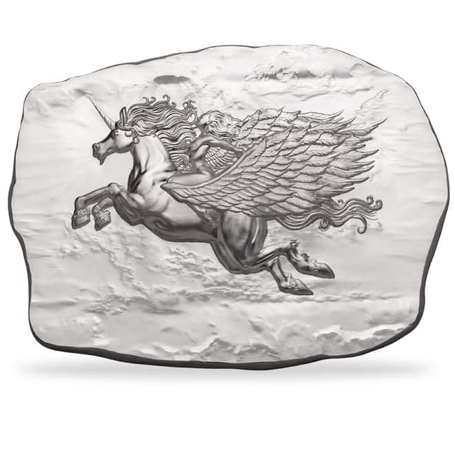10 oz Argentia Winged Unicorn Silver Bar .9999 Fine Matte Finish