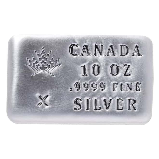 10 oz Canada Leaf Cast Silver Bar .9999 Fine