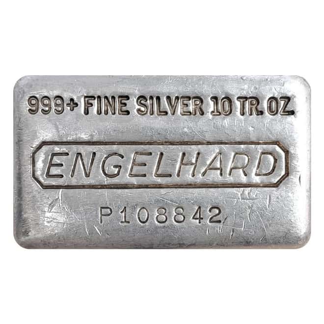 10 oz Engelhard Silver Bar .999+ Fine (10th Series, P Prefix Variation)