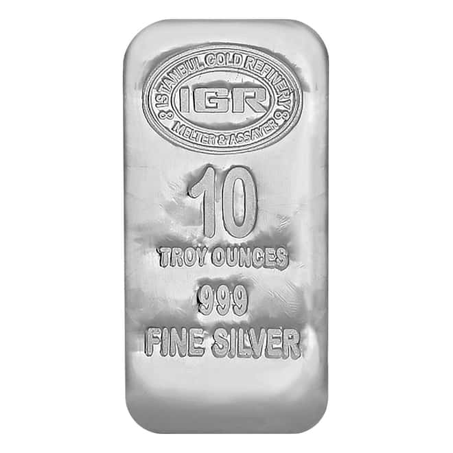 10 oz Istanbul Gold Refinery IGR Silver Bar .999 Fine (w/Assay)