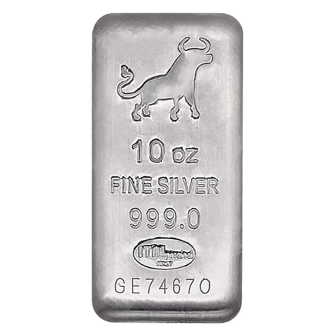 10 oz Italpreziosi Italian Silver Cast Bar .999 Fine (Bullion Exchanges Logo, w/Assay)