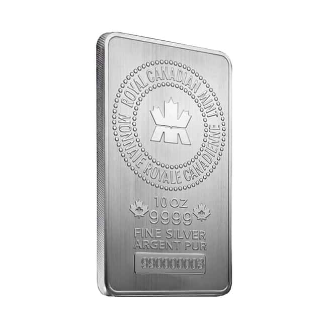 10 oz Royal Canadian Mint (RCM) .9999 Fine Silver Bar (Sealed)
