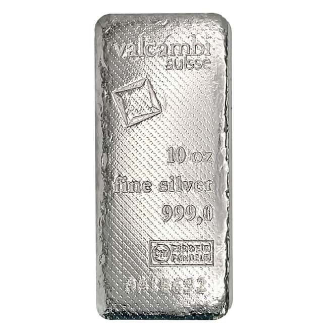10 oz Valcambi Suisse Textured Cast Silver Bar .999 Fine (w/Assay)