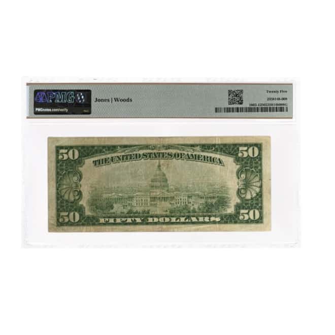 1929 $50 National Currency Note Los Angeles, CA PMG VF 25