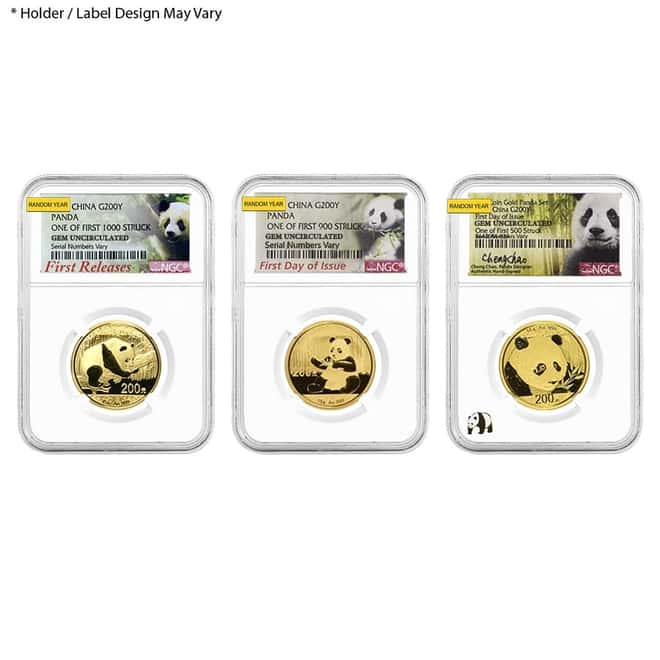 15 gram Chinese Gold Panda NGC Gem Unc (Random Year)