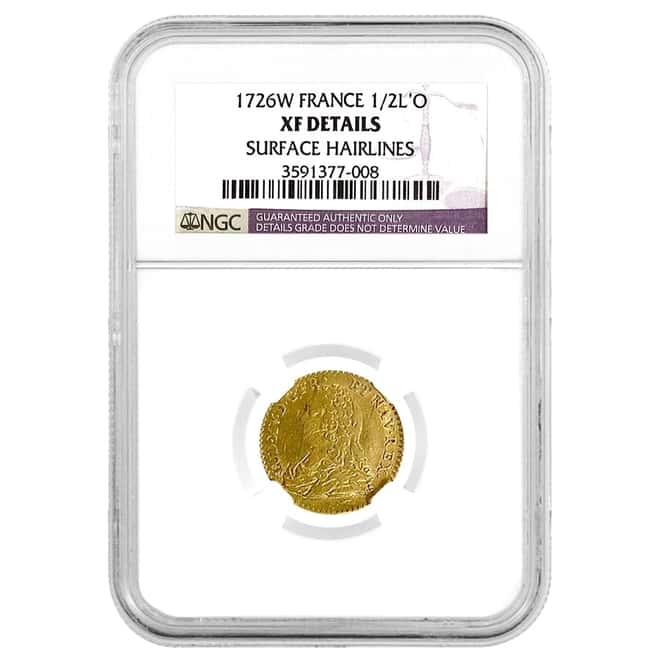 1726 W France 1/2 Louis D'or Gold Coin NGC XF Details