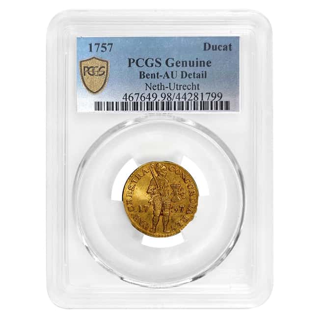 1757 Netherland Utrecht 1 Ducat Gold Coin PCGS AU Detail