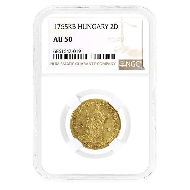 1765 KB Hungary 2 Ducat Maria Theresia Gold Coin NGC AU 50