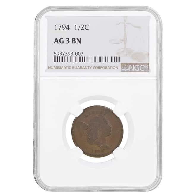 1794 Flowing Hair Half Cent NGC AG 3 BN