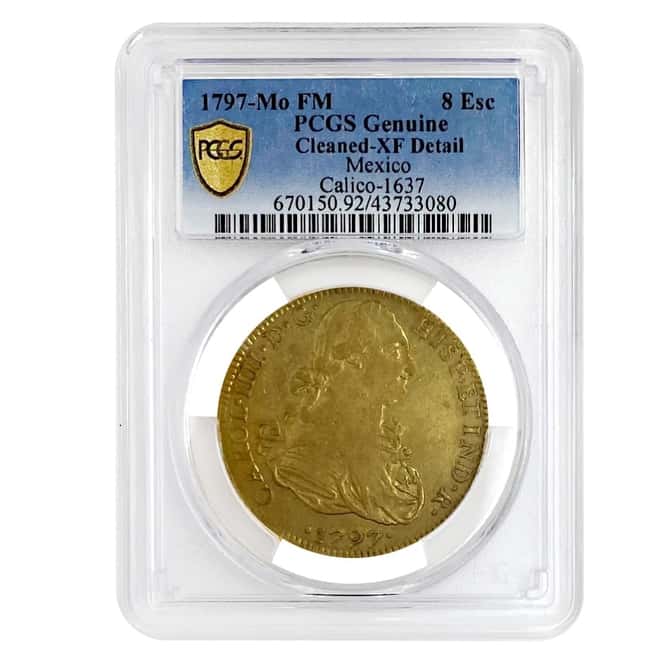 1797-FM Mexico 8 Escudos Charles IV Gold Coin PCGS Genuine XF Detail (Spanish Colony)