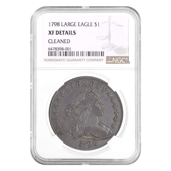 1798 Draped Bust Large Eagle Silver Dollar $1 NGC XF Details
