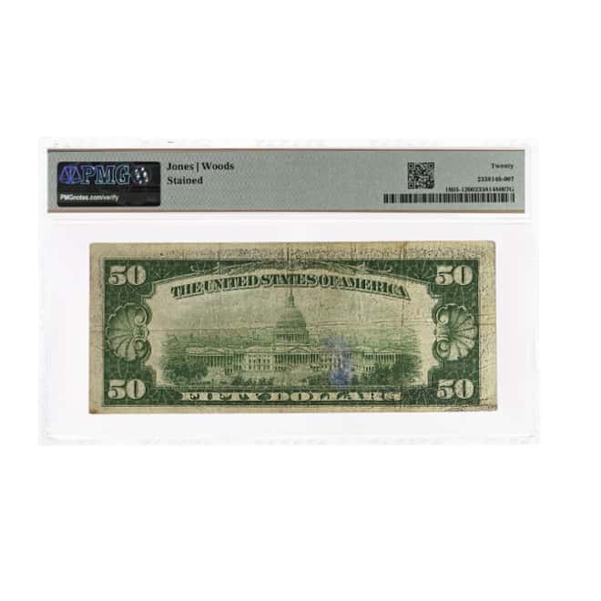 1929 $50 National Currency Note Dallas, TX PMG VF 20