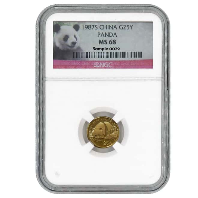 1987 S 1/4 oz China Gold Panda 25 Yuan NGC MS 68