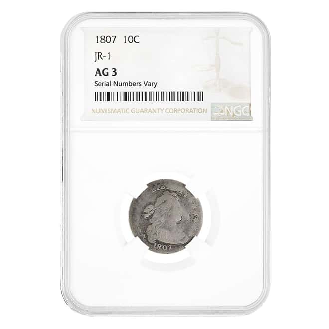 1807 Draped Bust Silver Dime 10C NGC AG 3