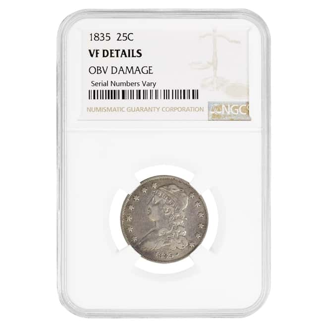 1835 Silver Early Quarter 25C NGC VF Details