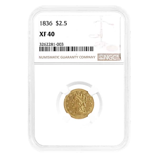1836 $2.5 Classic Head Half Eagle Gold Coin NGC XF 40