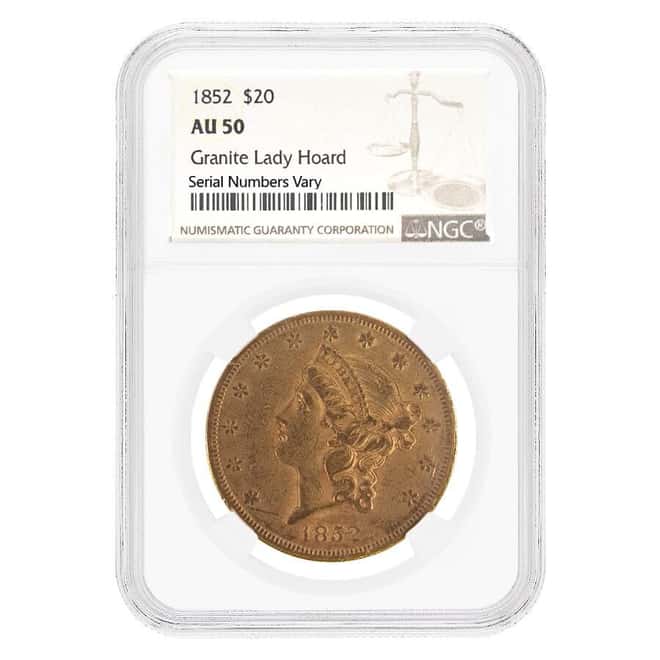 1852 $20 Liberty Head Double Eagle Gold Coin NGC AU 50