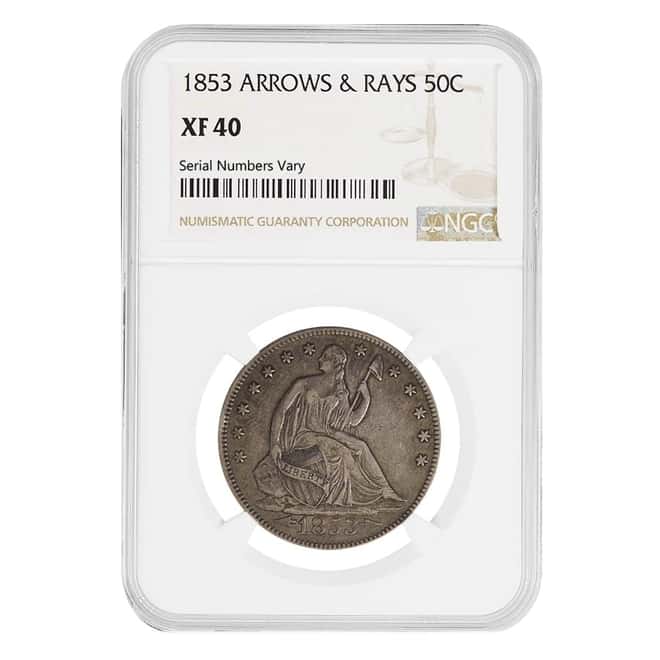1853 Seated Liberty Silver Half Dollar 50C NGC XF 40