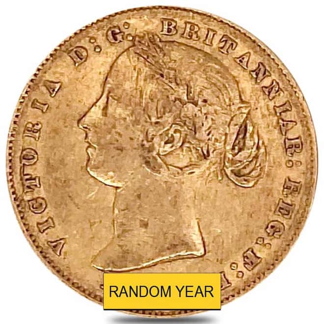 1857-1870 Australia Gold Sovereign Victoria Young Head Avg Circ (Random Year)